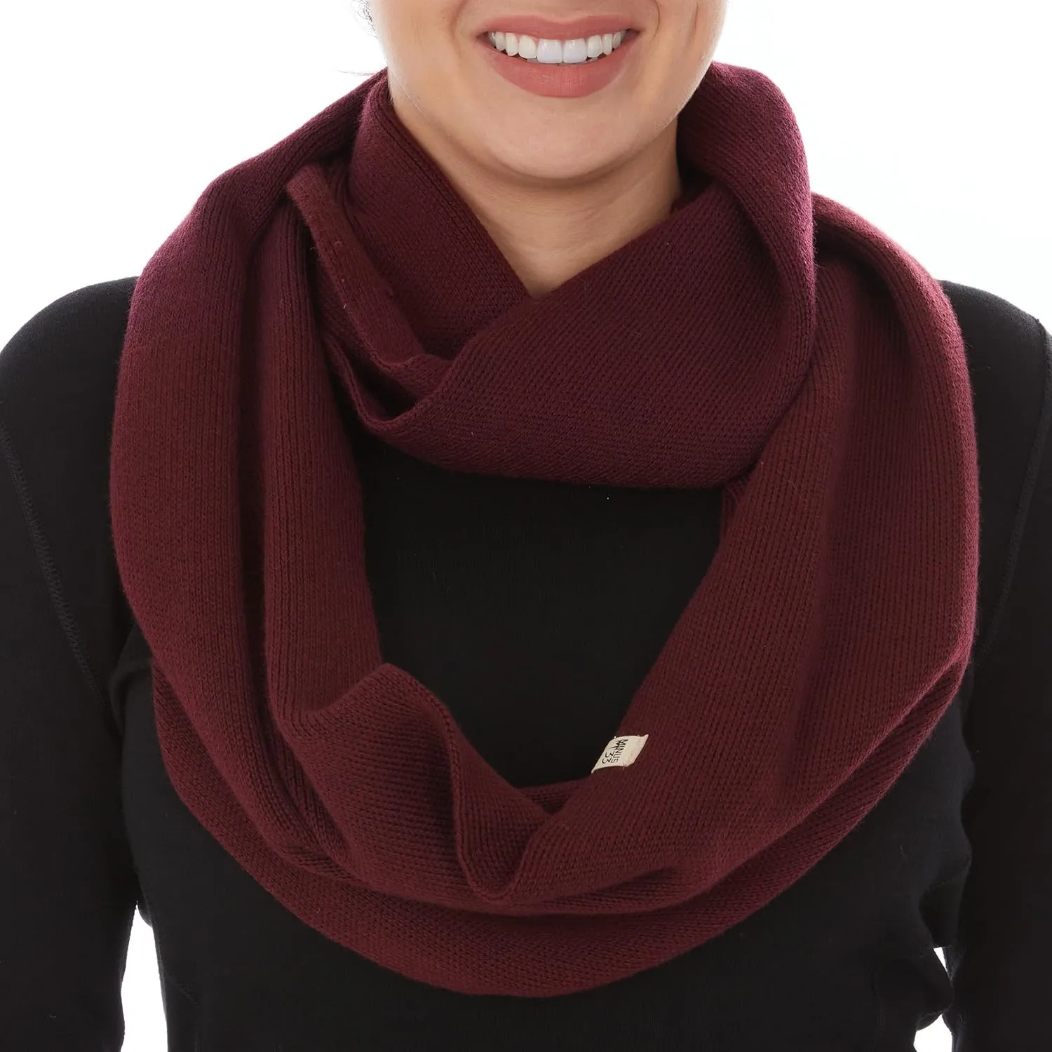 100% Merino Wool Everyday Knit Infinity Scarf - Winter Loop Scarf - Midweight Scarves for Women and Men