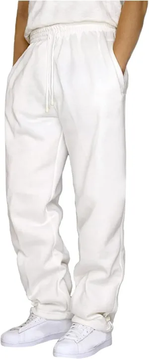 2024 Men's Fleece Cargo Sweatpants Drawstring Loose Fit Jogger Pants for Men with Pockets Stylish Hiking Work Trousers