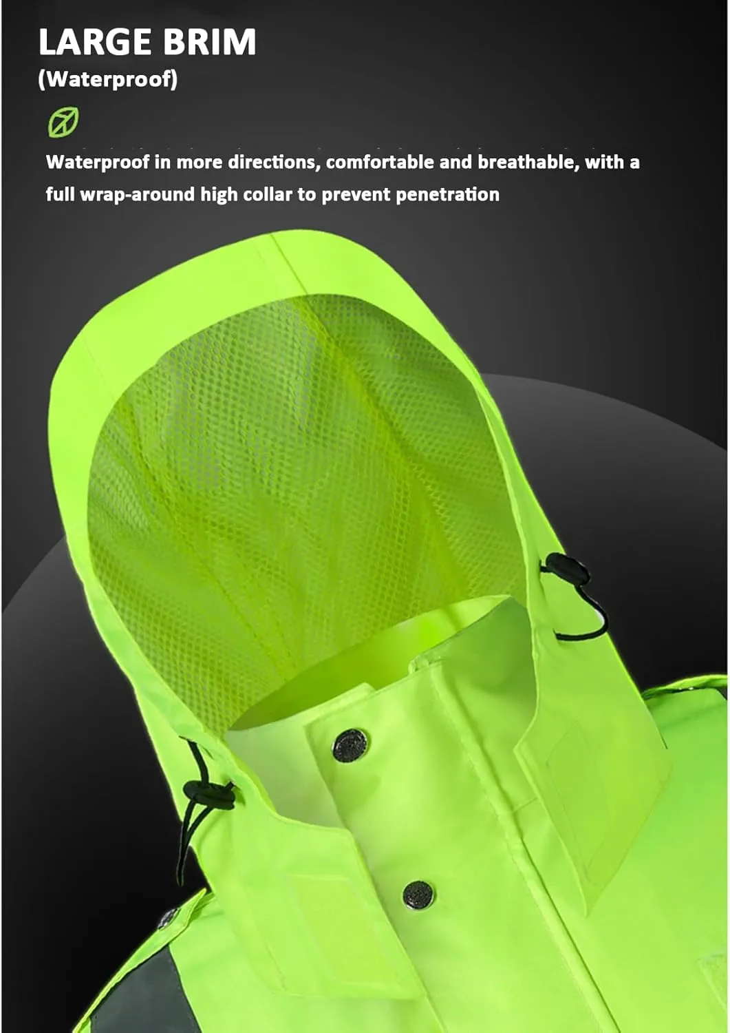 2pcs Safety Rainsuit for Men, Waterproof Reflective Rain Jacket Gear Pants, Rain Suit with Hood, Safety Worker Rain Gear