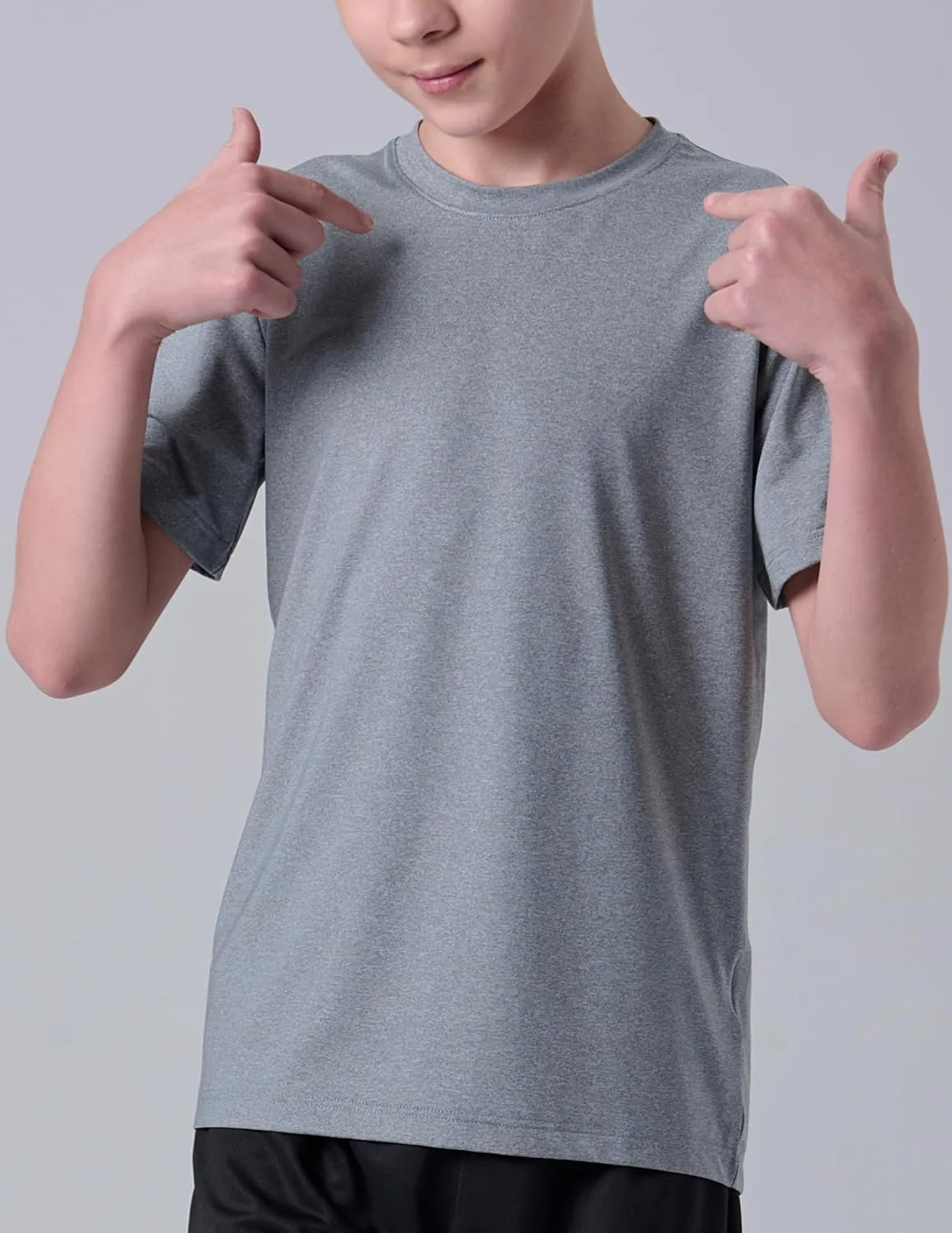 5 Pack Boys Athletic Shirts, Youth Activewear Dry Fit Tshirts for Kids, Short Sleeve Tees, Bulk Athletic Performance Clothing