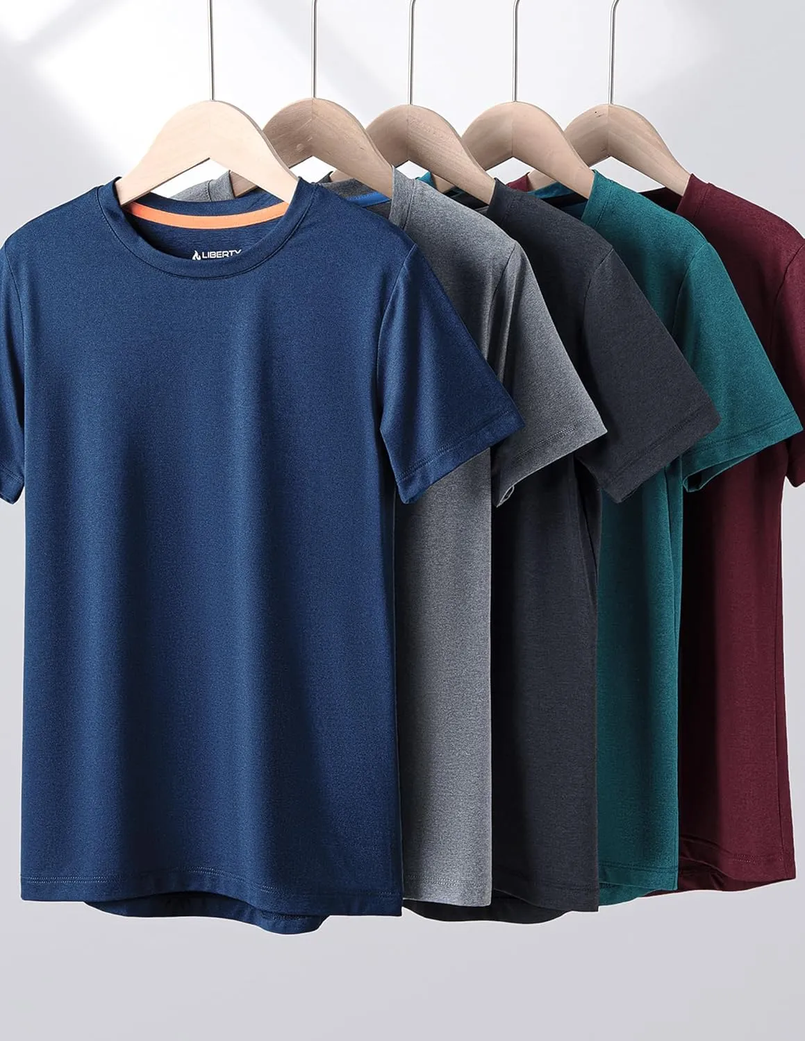 5 Pack Boys Athletic Shirts, Youth Activewear Dry Fit Tshirts for Kids, Short Sleeve Tees, Bulk Athletic Performance Clothing
