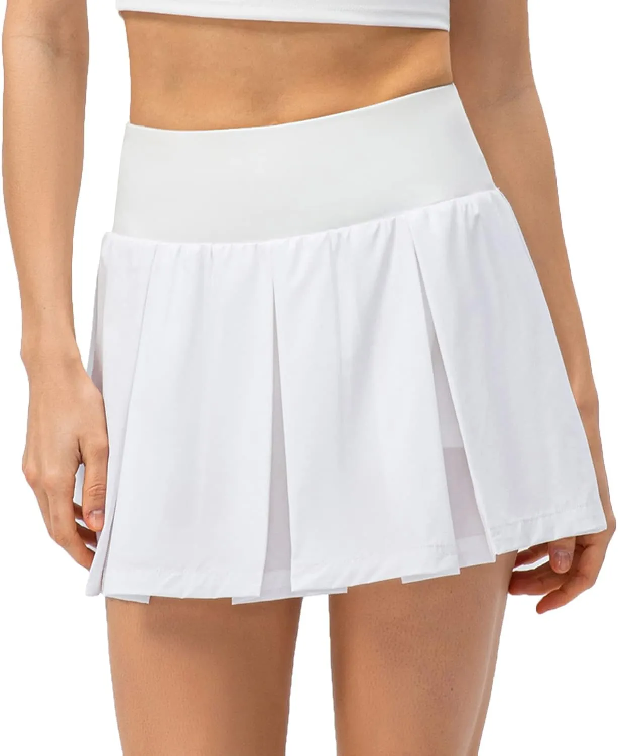 Amxiway Women's Pleated Tennis Skirts with Shorts Mini Plaid Golf Skort High Waisted Skorts Athletic Workout Skater Skirt