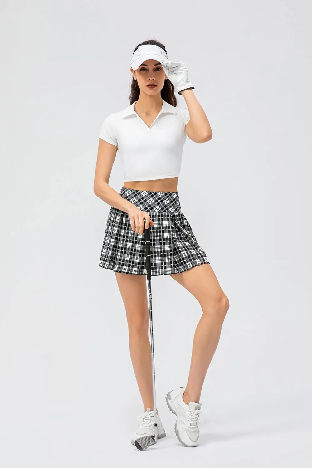 Amxiway Women's Pleated Tennis Skirts with Shorts Mini Plaid Golf Skort High Waisted Skorts Athletic Workout Skater Skirt