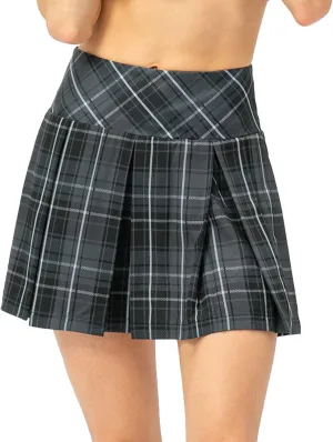 Amxiway Women's Pleated Tennis Skirts with Shorts Mini Plaid Golf Skort High Waisted Skorts Athletic Workout Skater Skirt