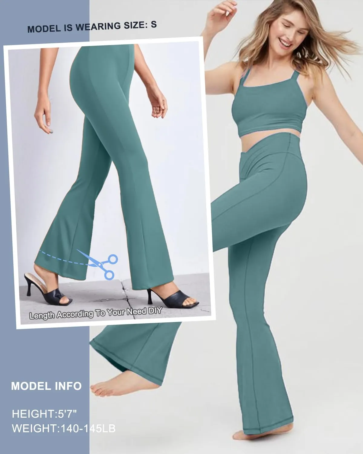 Aoliks Crossover Flare Leggings for Women,High Waisted Bootcut Yoga Pants Workout Bell Bottom Leggings