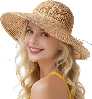 Beach Hats for Women - Straw Hat, Sun Hats for Women UPF 50  UV Protection, Beach Hat Packable Foldable