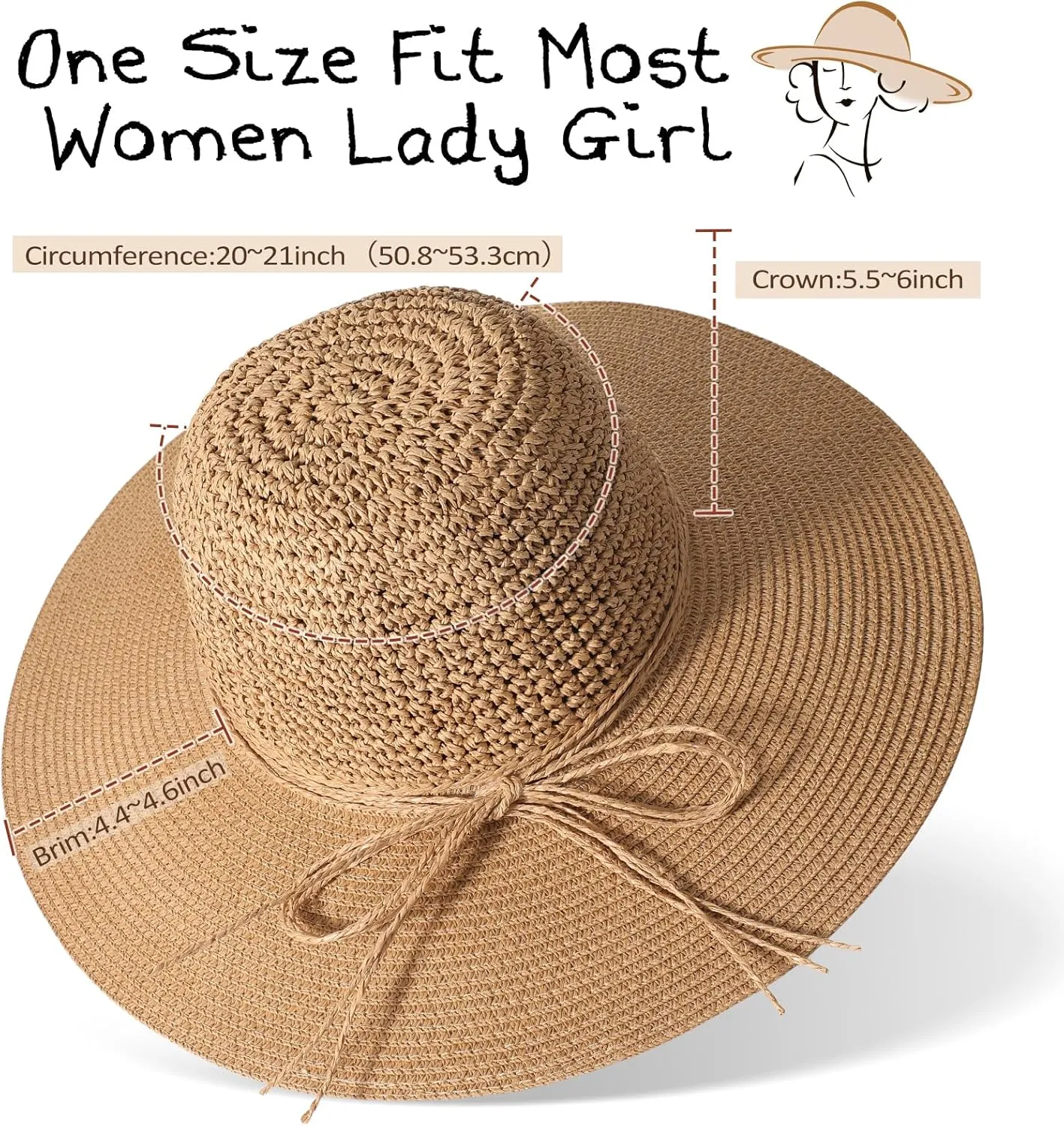 Beach Hats for Women - Straw Hat, Sun Hats for Women UPF 50  UV Protection, Beach Hat Packable Foldable