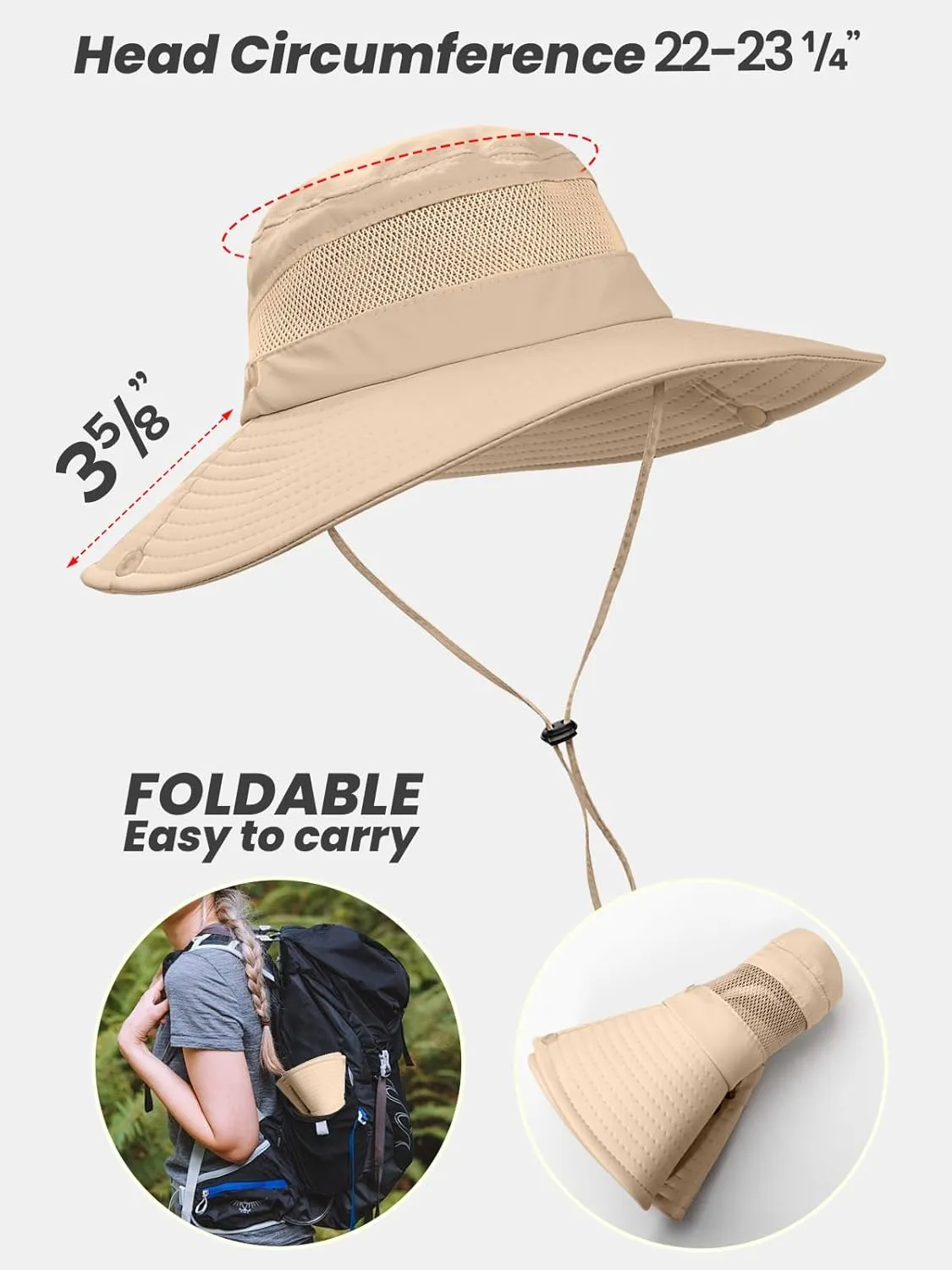 Beach Sun Hats for Women UV Protection High Ponytail Hole UPF 50  Fishing Safari Garden Hiking Hat Packable