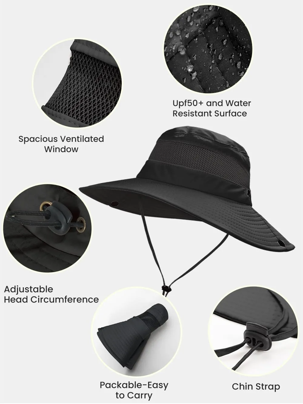 Beach Sun Hats for Women UV Protection High Ponytail Hole UPF 50  Fishing Safari Garden Hiking Hat Packable