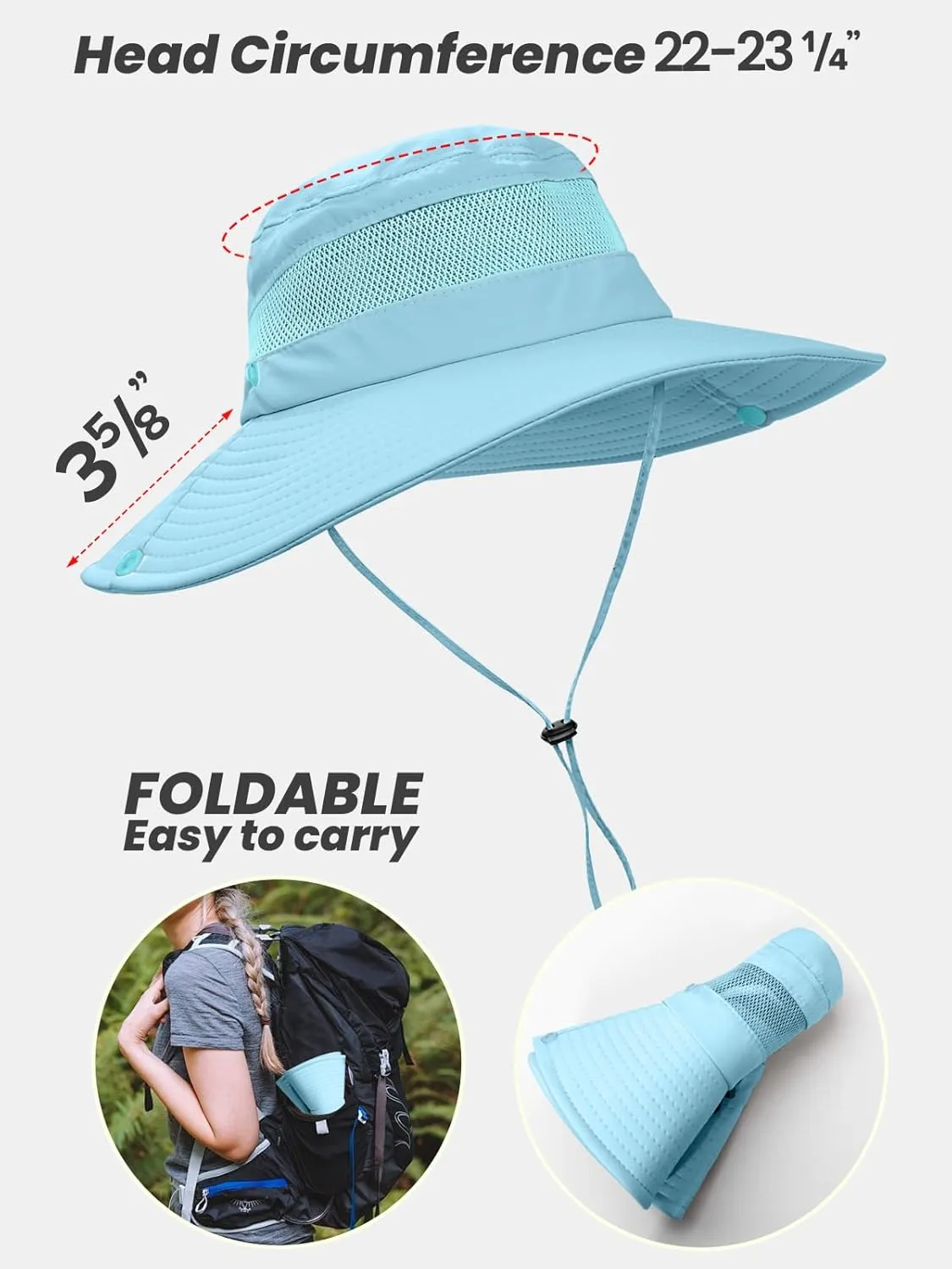 Beach Sun Hats for Women UV Protection High Ponytail Hole UPF 50  Fishing Safari Garden Hiking Hat Packable