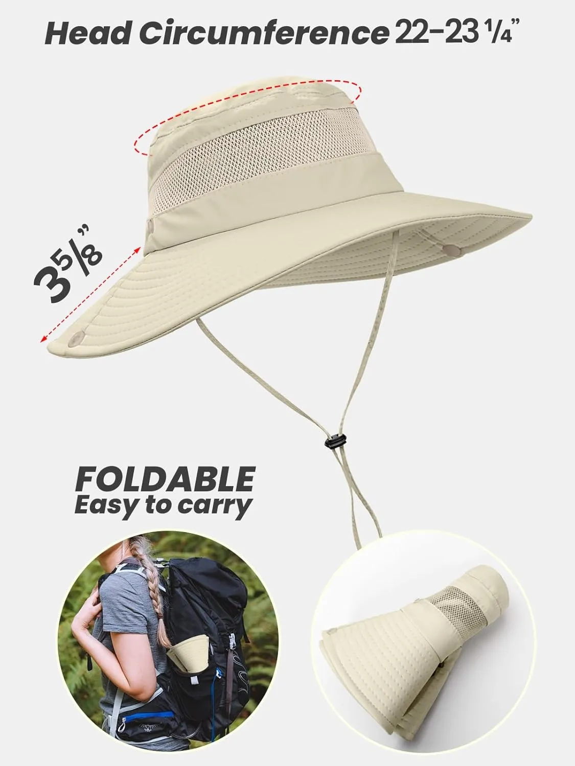 Beach Sun Hats for Women UV Protection High Ponytail Hole UPF 50  Fishing Safari Garden Hiking Hat Packable