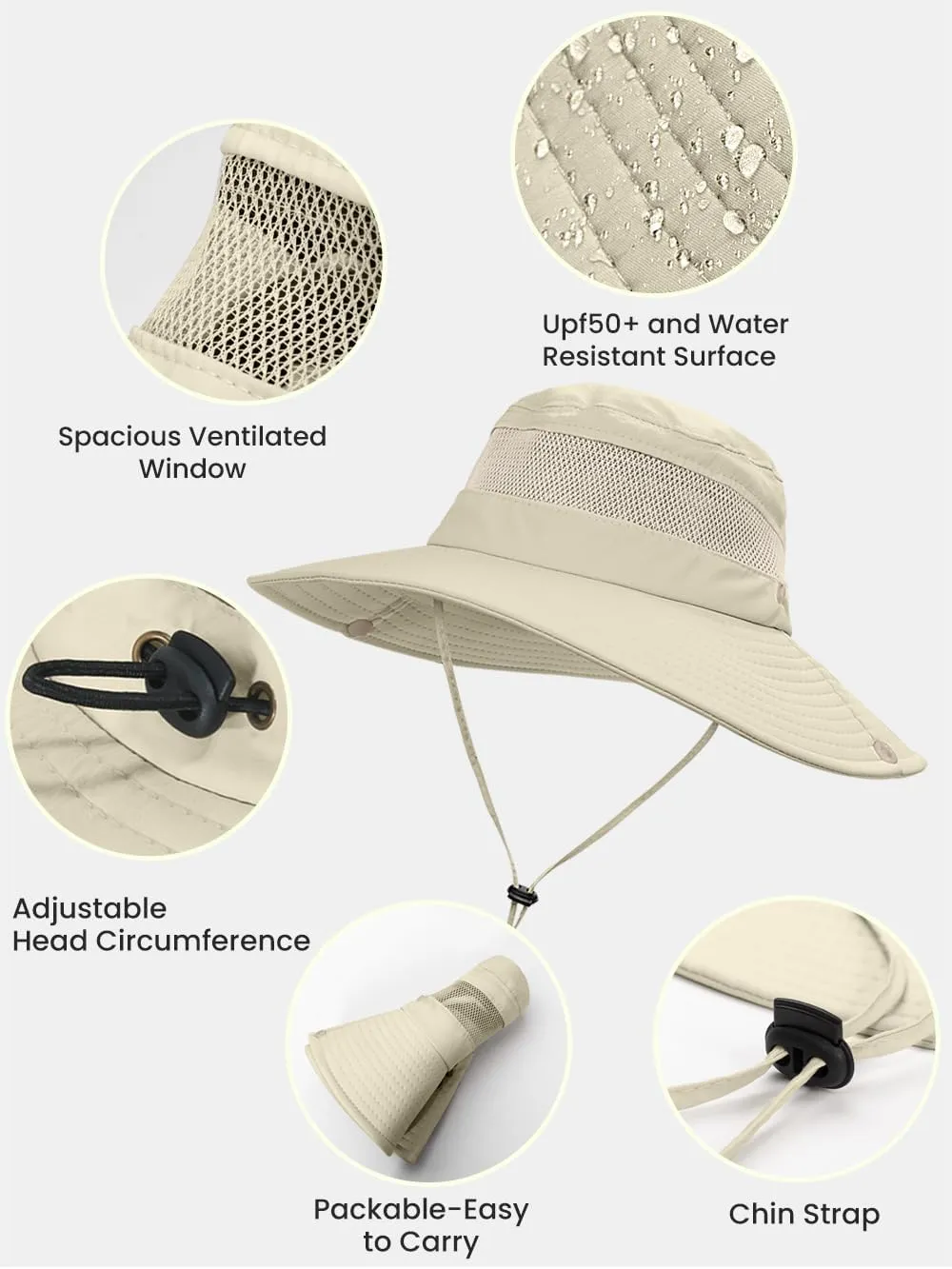 Beach Sun Hats for Women UV Protection High Ponytail Hole UPF 50  Fishing Safari Garden Hiking Hat Packable