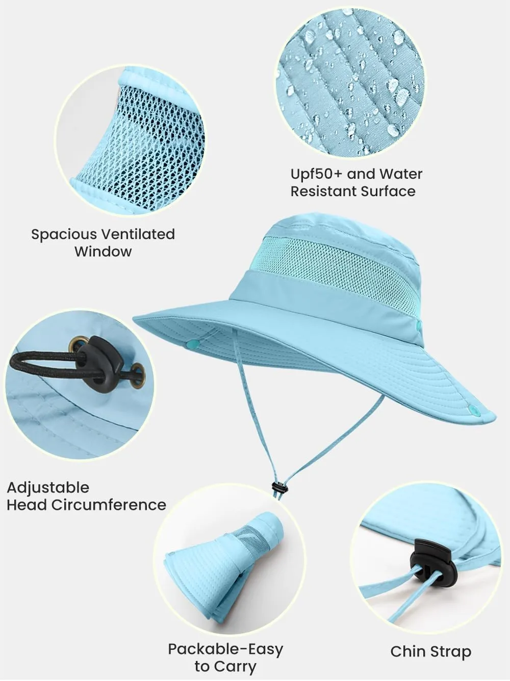 Beach Sun Hats for Women UV Protection High Ponytail Hole UPF 50  Fishing Safari Garden Hiking Hat Packable