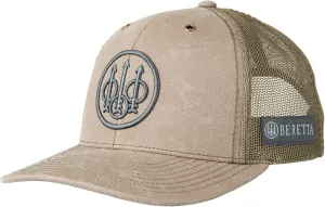 Beretta Men's Gunner Waxed Trucker Hat - Breathable Mesh Back Pre-Curved Visor Adjustable Snapback Cap - One Size Fits Most