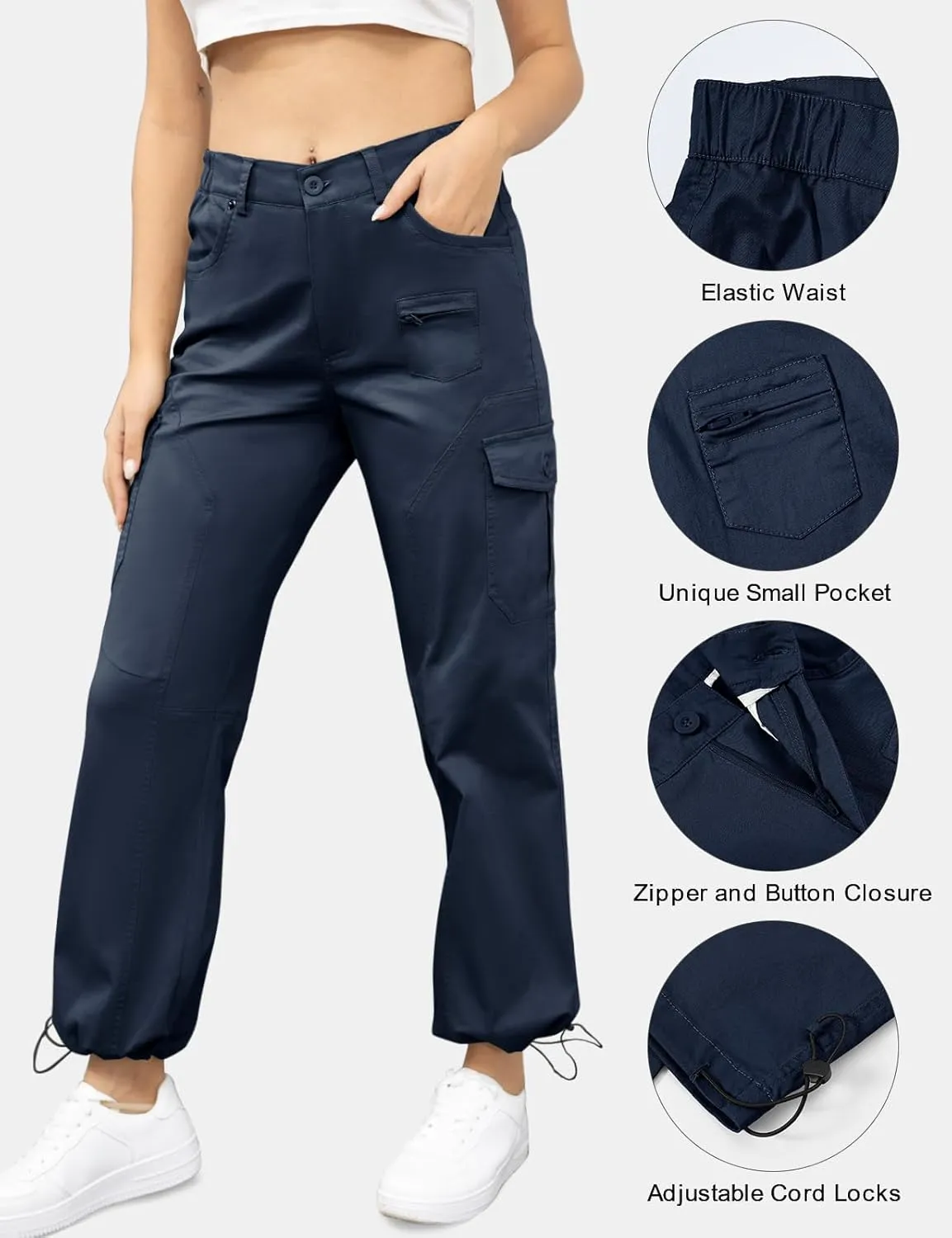 BGOWATU Women's Hiking Cargo Pants Joggers Stretch Outdoor Casual Travel Sweatpants with 6 Pockets