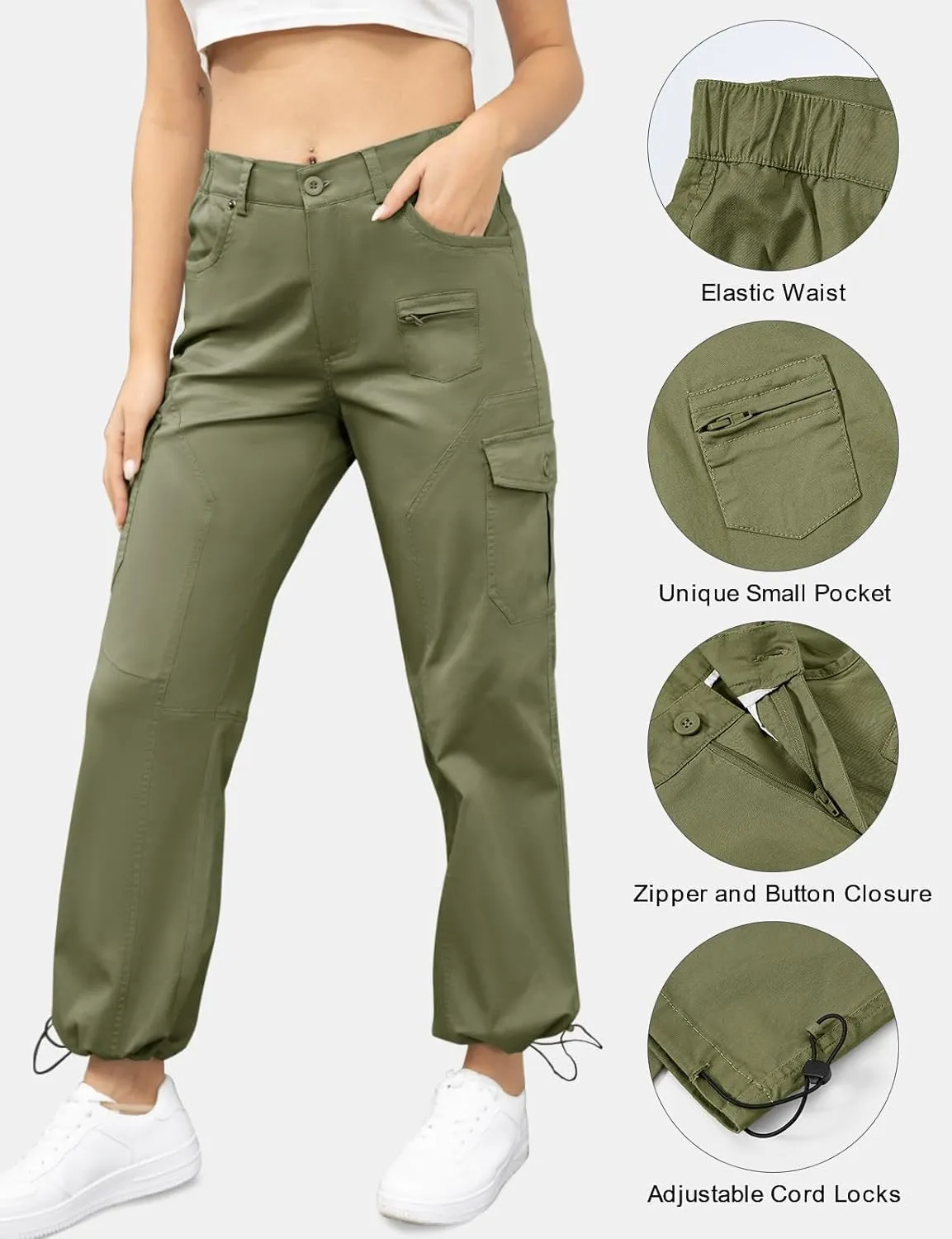BGOWATU Women's Hiking Cargo Pants Joggers Stretch Outdoor Casual Travel Sweatpants with 6 Pockets