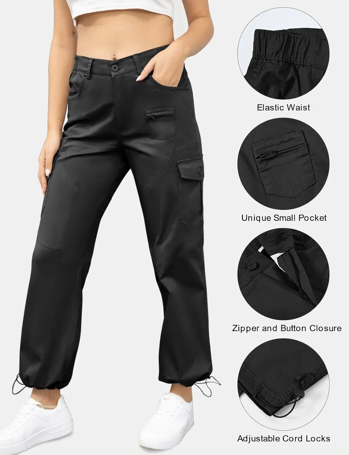 BGOWATU Women's Hiking Cargo Pants Joggers Stretch Outdoor Casual Travel Sweatpants with 6 Pockets