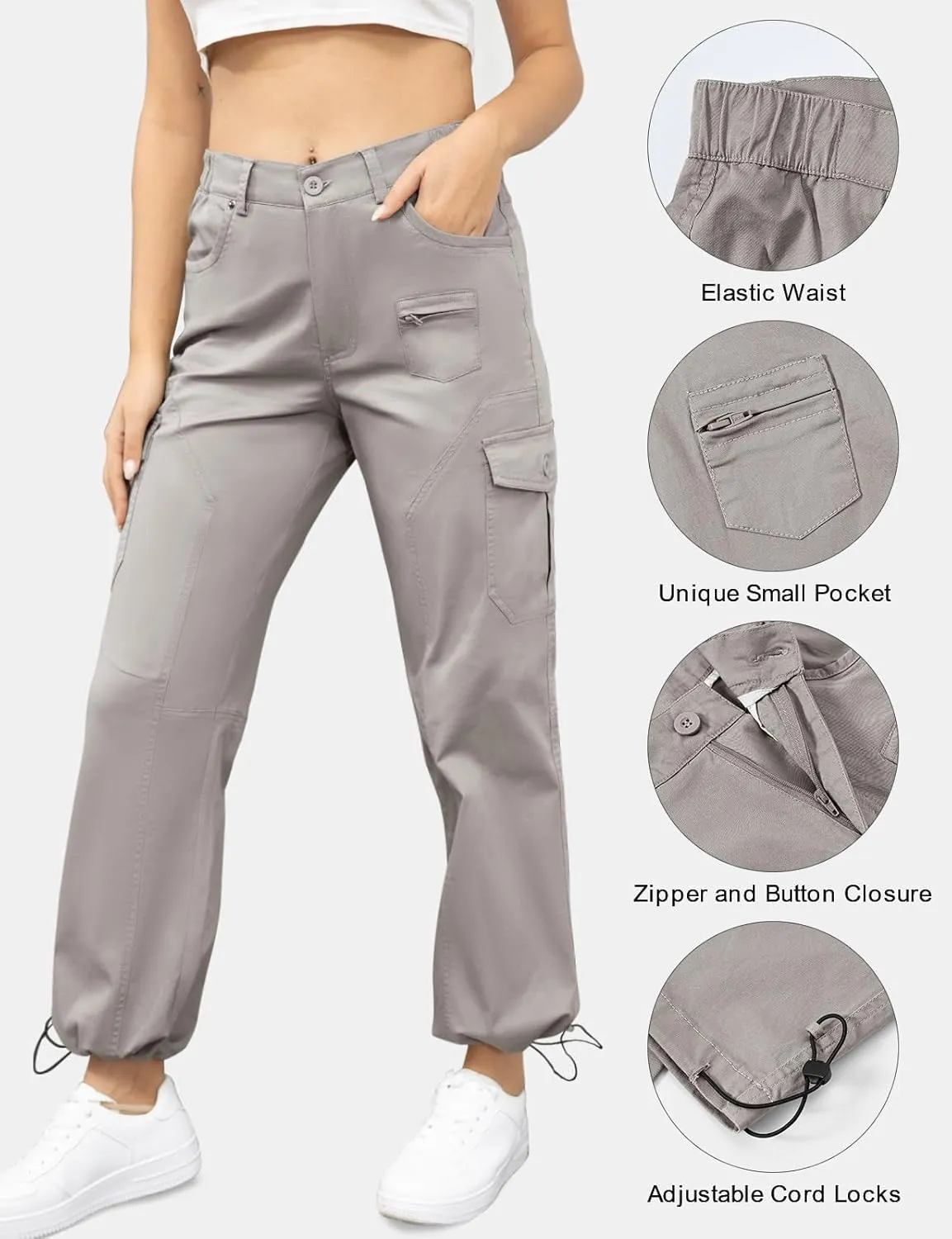 BGOWATU Women's Hiking Cargo Pants Joggers Stretch Outdoor Casual Travel Sweatpants with 6 Pockets