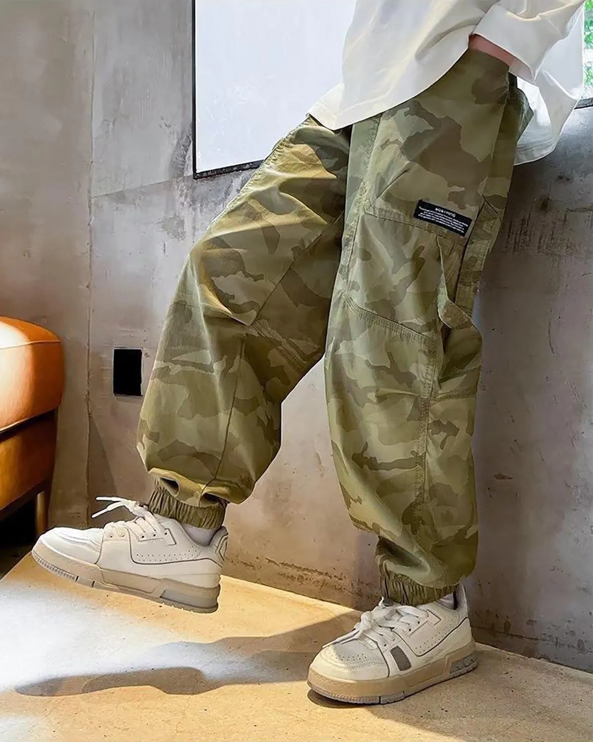 BINPAW Boys Camo Cargo Pants Youth Kids Elastic Waist Casual Jogging Trousers with Pockets 5-14 Years