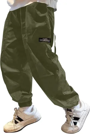 BINPAW Boys Camo Cargo Pants Youth Kids Elastic Waist Casual Jogging Trousers with Pockets 5-14 Years