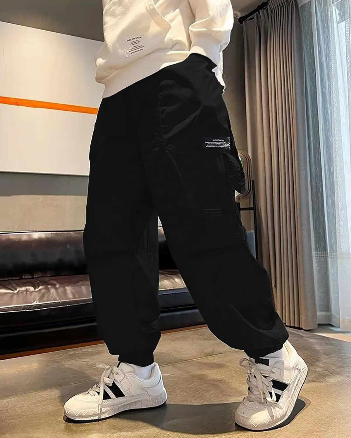 BINPAW Boys Camo Cargo Pants Youth Kids Elastic Waist Casual Jogging Trousers with Pockets 5-14 Years