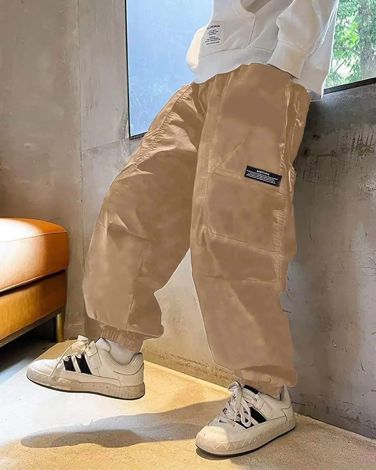 BINPAW Boys Camo Cargo Pants Youth Kids Elastic Waist Casual Jogging Trousers with Pockets 5-14 Years