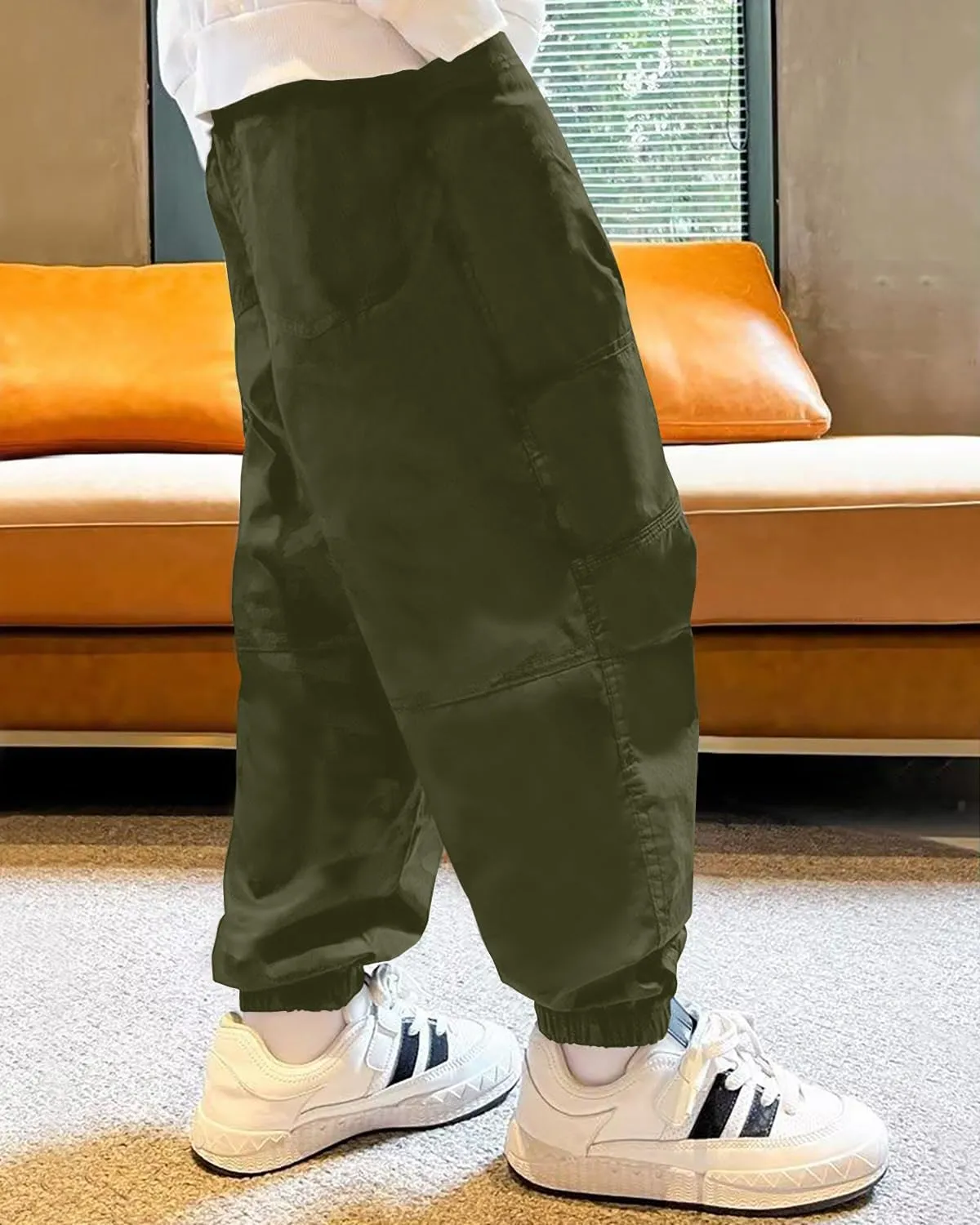 BINPAW Boys Camo Cargo Pants Youth Kids Elastic Waist Casual Jogging Trousers with Pockets 5-14 Years