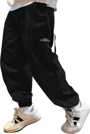 BINPAW Boys Camo Cargo Pants Youth Kids Elastic Waist Casual Jogging Trousers with Pockets 5-14 Years