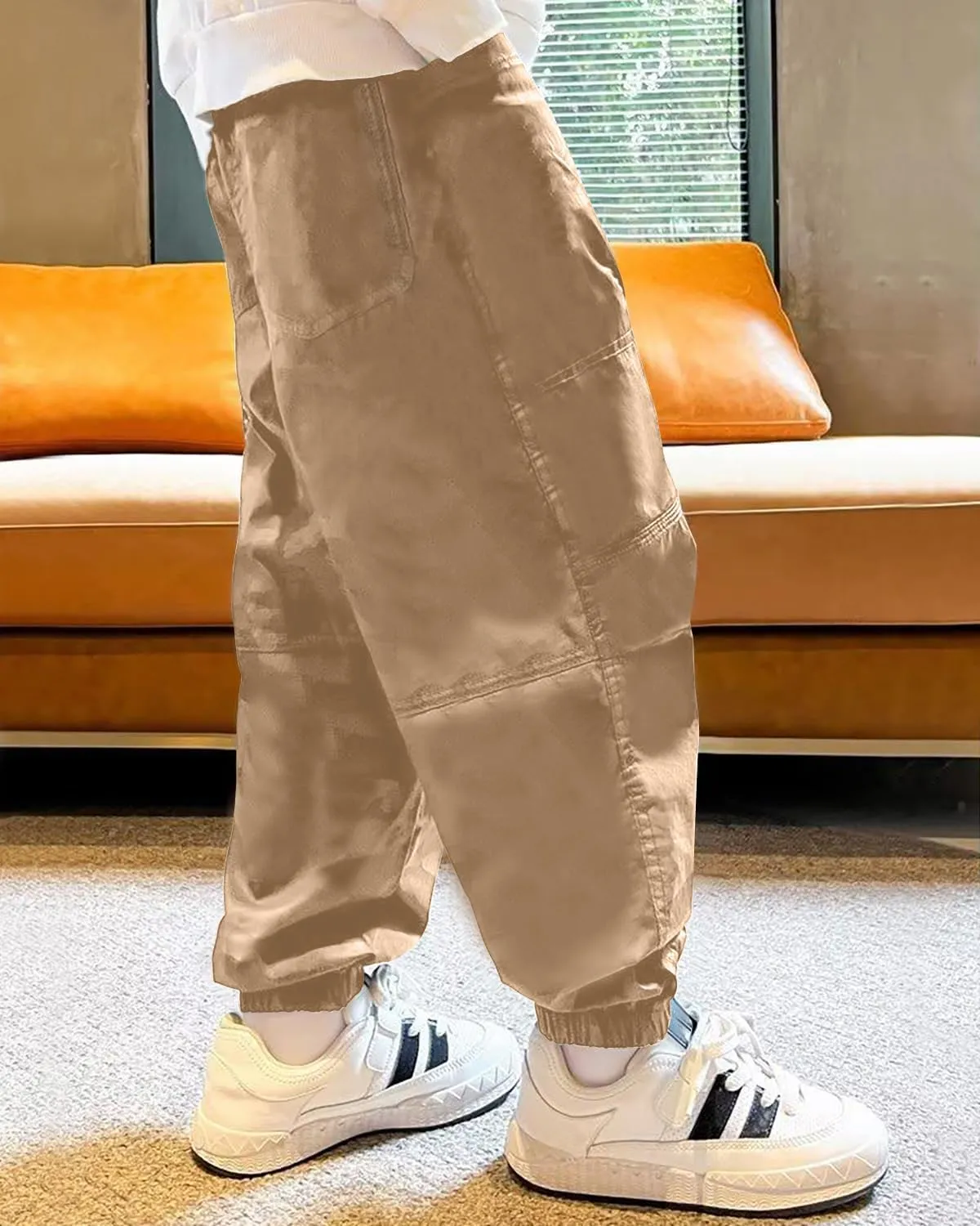 BINPAW Boys Camo Cargo Pants Youth Kids Elastic Waist Casual Jogging Trousers with Pockets 5-14 Years