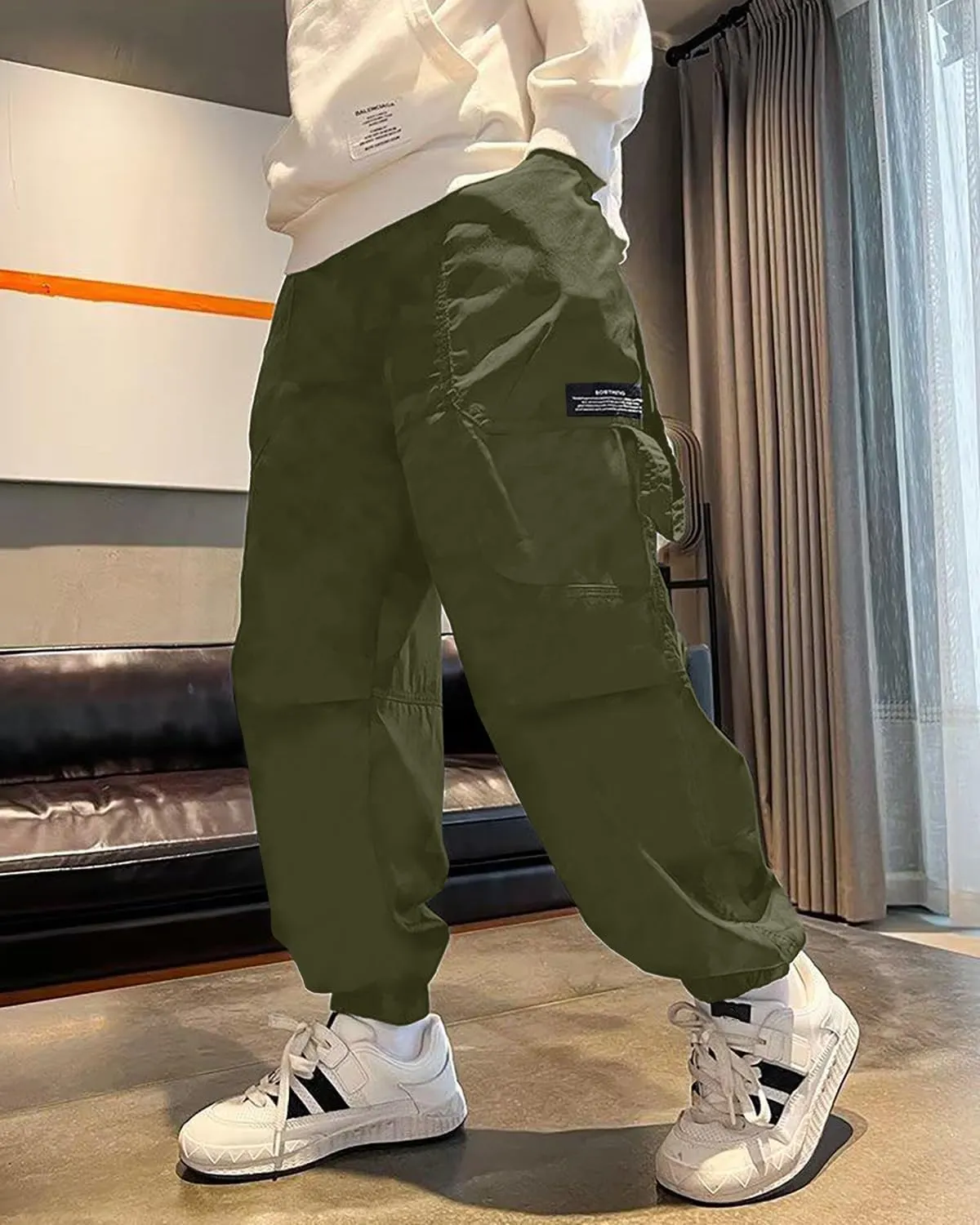 BINPAW Boys Camo Cargo Pants Youth Kids Elastic Waist Casual Jogging Trousers with Pockets 5-14 Years