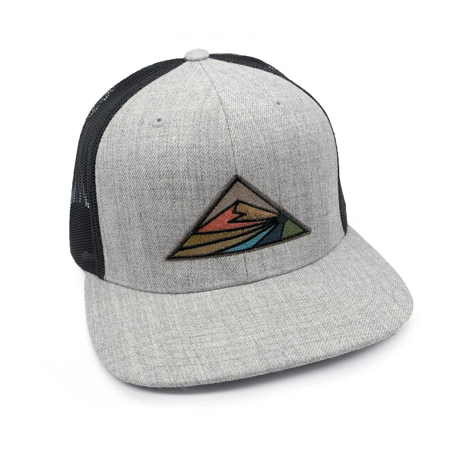 Black Lantern Trucker Hat – Mountain Outdoor Trucker Hats - Mountain Prismatic - Snapback Hats - Black and Grey Mesh Backed Trucker Cap - Baseball Snapback Caps for Men