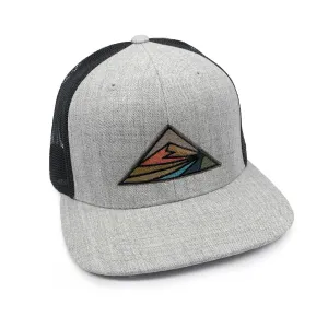 Black Lantern Trucker Hat – Mountain Outdoor Trucker Hats - Mountain Prismatic - Snapback Hats - Black and Grey Mesh Backed Trucker Cap - Baseball Snapback Caps for Men
