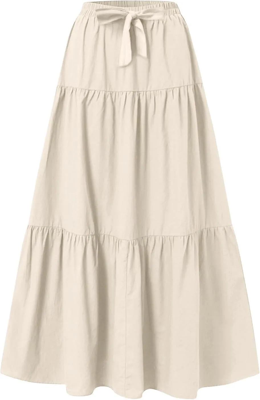 Boho Skirts Women Maxi Flowy Summer Skirts Tie Front High Waisted Tiered Long Skirts for Beach Vacation Cruise Wear
