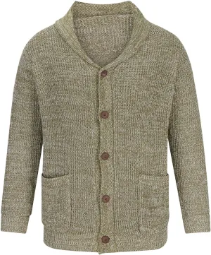BTDECLAR Men's Casual Long Sleeve V Neck Sweater Coats Soft Shawl Collar Button Down Knitted Cardigan Sweaters with Pockets