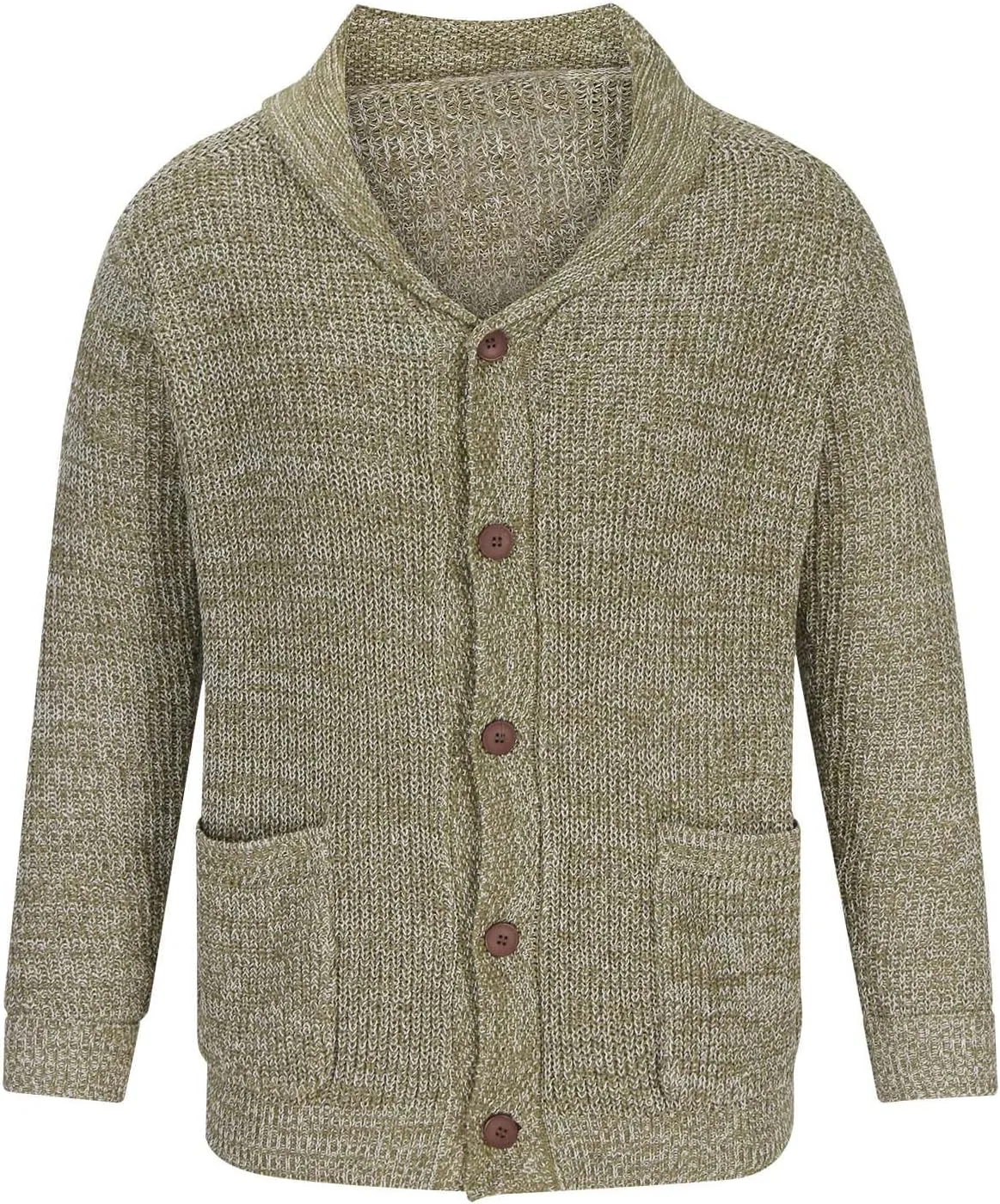 BTDECLAR Men's Casual Long Sleeve V Neck Sweater Coats Soft Shawl Collar Button Down Knitted Cardigan Sweaters with Pockets