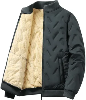 BTDECLAR Men's Full Zip Jacket Winter Coats Warm Sherpa Lined Long Sleeve Softshell Bomber Jacket Windbreaker Padded Outwear