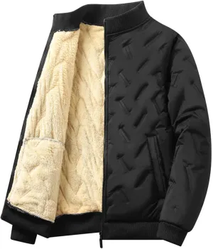 BTDECLAR Men's Full Zip Jacket Winter Coats Warm Sherpa Lined Long Sleeve Softshell Bomber Jacket Windbreaker Padded Outwear