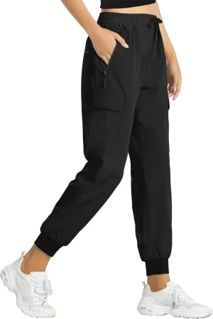 Buauty Lightweight Hiking Pants Women,Quick Dry Joggers Cargo Pants Casual Workout Travel Athletic Summer with Pockets 2024 Black
