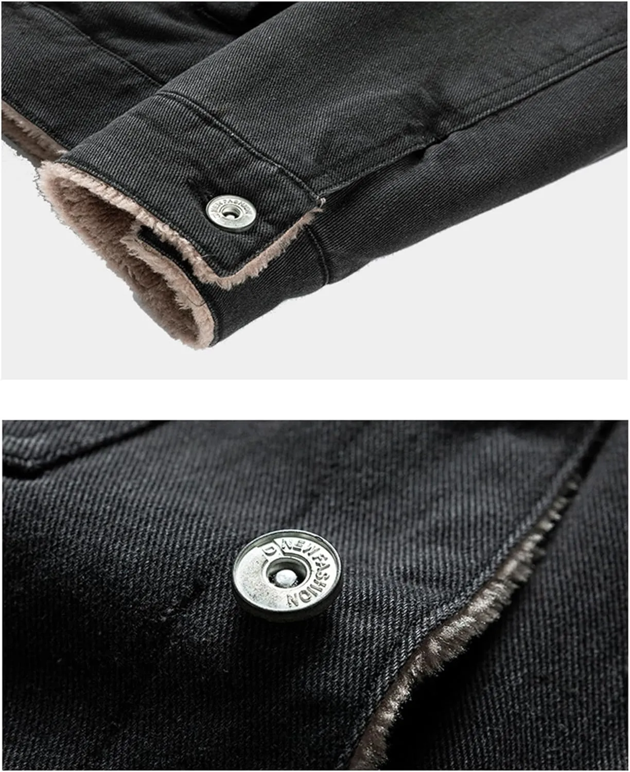 Canbebig Men's Lapel Sherpa Fleece Lined Denim Jacket Thicken Warm Coats Casual Button Down Trucker Jackets Coat Outerwear