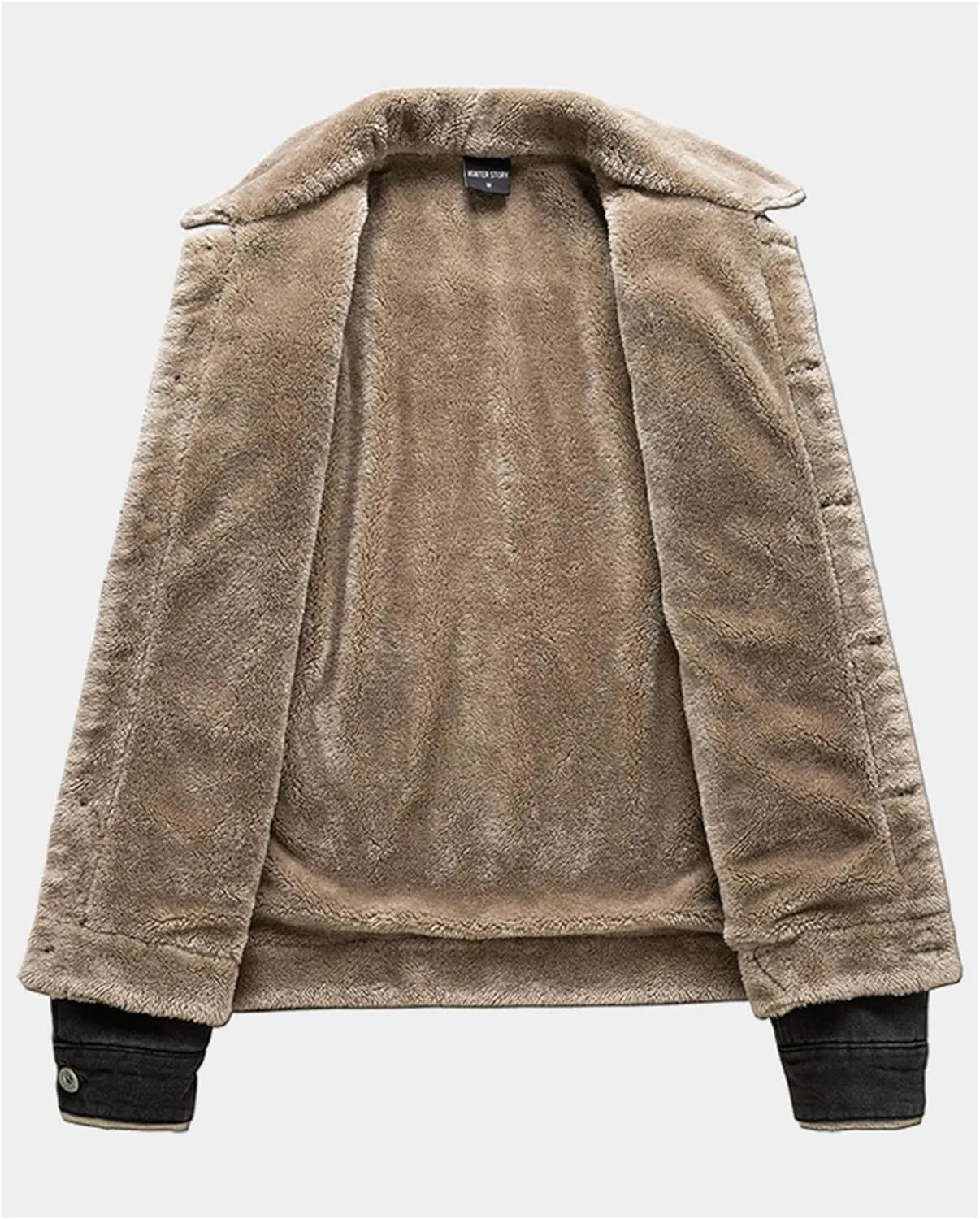 Canbebig Men's Lapel Sherpa Fleece Lined Denim Jacket Thicken Warm Coats Casual Button Down Trucker Jackets Coat Outerwear