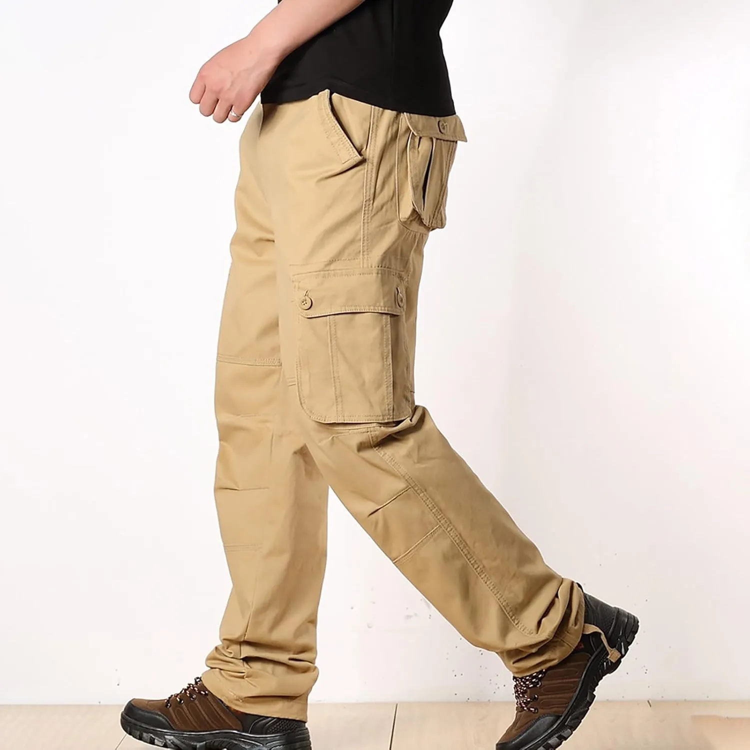 Cargo Pants Men Thickened Pants Cotton Pocket Multi Color Large Sanitary Trousers Lightweight Hiking Trousers