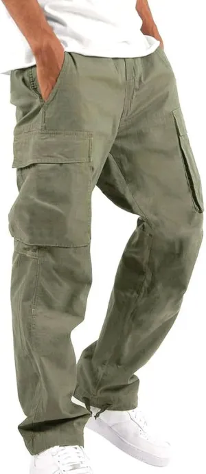 Cargo Pants Waist Color Sports Hat Multi Woven Pocket Foot Rope Solid Hiking Outdoor Track Jogging Sweatpants Pants