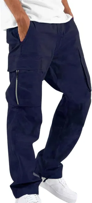 Cargo Pants Waist Color Sports Hat Multi Woven Pocket Foot Rope Solid Hiking Outdoor Track Jogging Sweatpants Pants