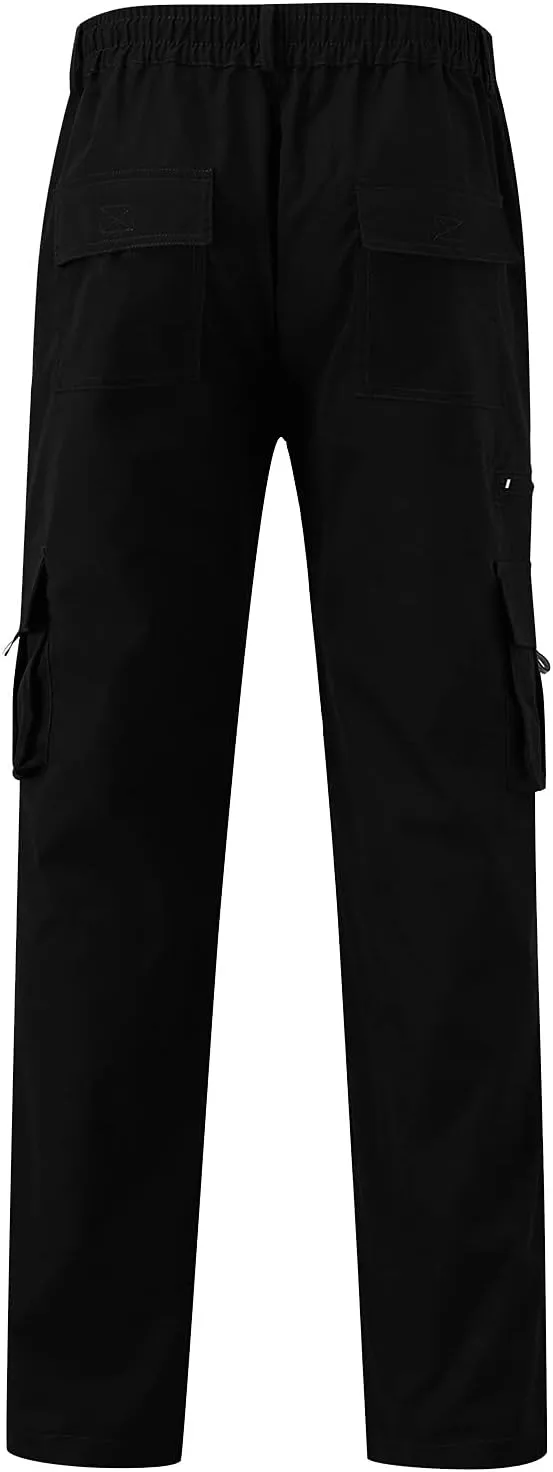 Cargo Pants Waist Color Sports Hat Multi Woven Pocket Foot Rope Solid Hiking Outdoor Track Jogging Sweatpants Pants
