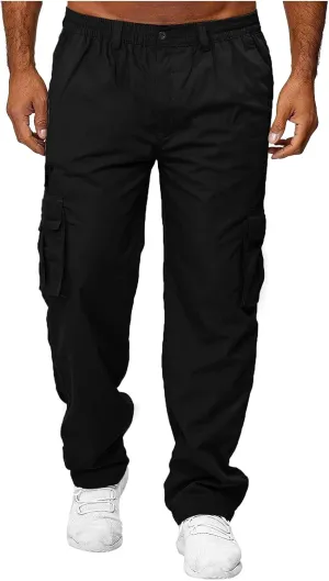 Cargo Pants Waist Color Sports Hat Multi Woven Pocket Foot Rope Solid Hiking Outdoor Track Jogging Sweatpants Pants