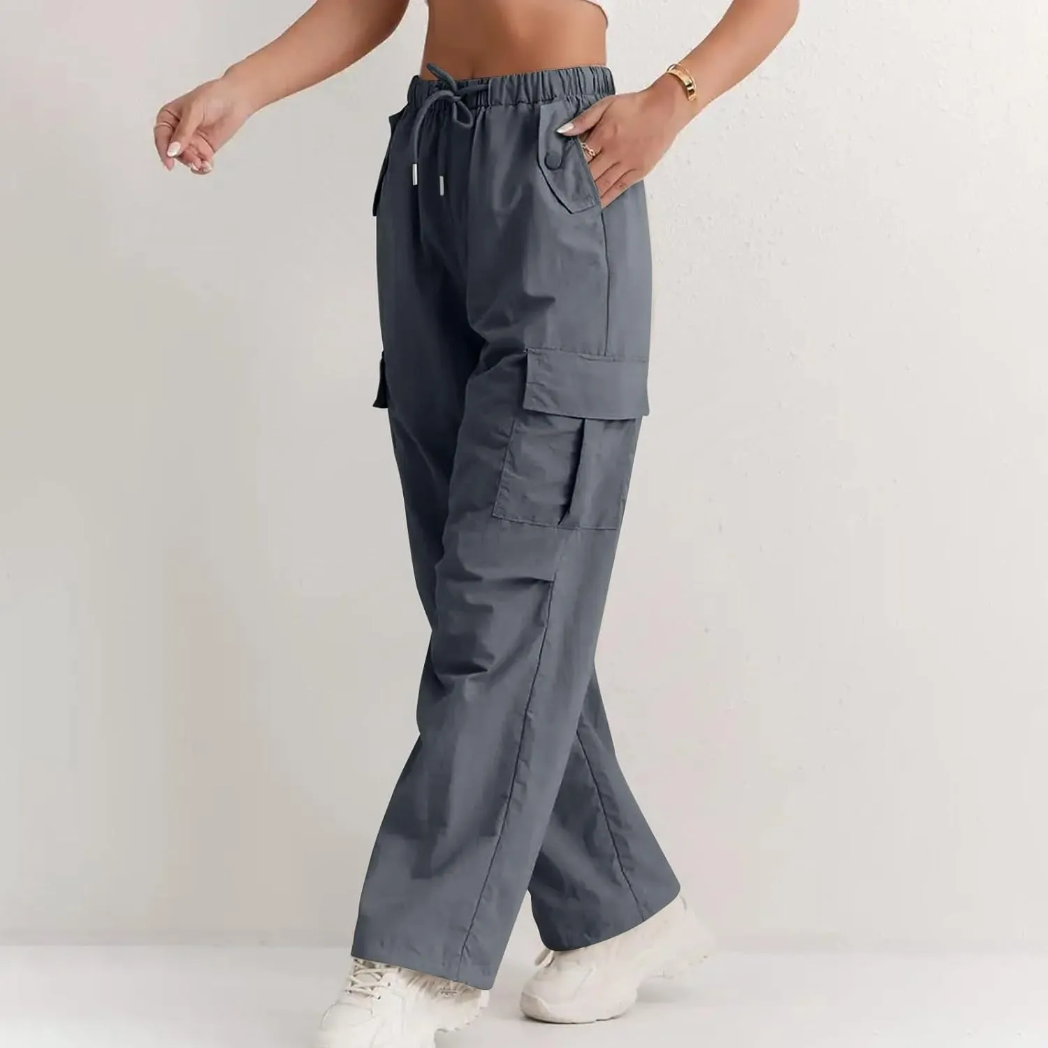 Cargo Pants Women Baggy High Waisted Parachute Pants Sweatpants Wide Leg Y2k Casual Pants with Pockets