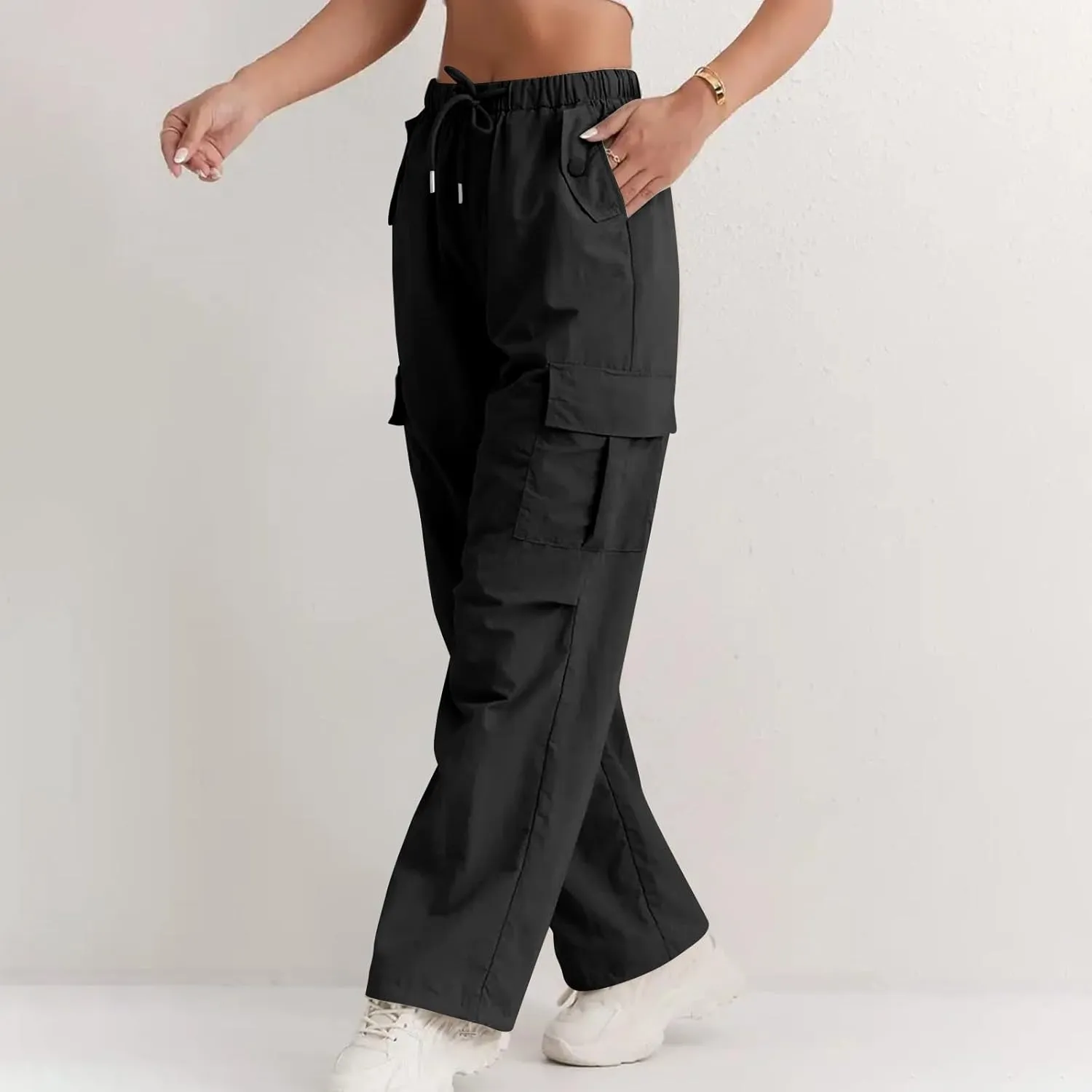 Cargo Pants Women Baggy High Waisted Parachute Pants Sweatpants Wide Leg Y2k Casual Pants with Pockets