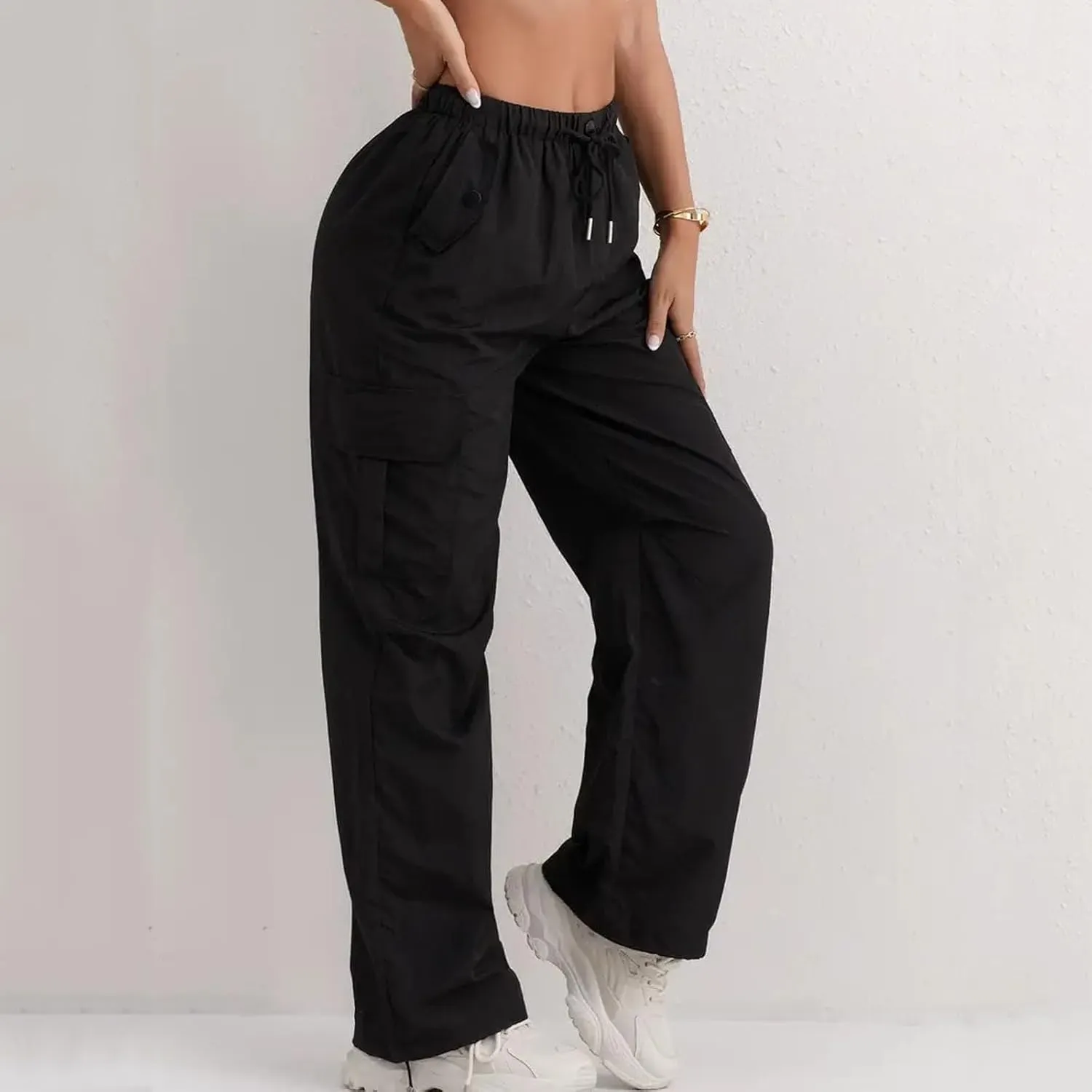 Cargo Pants Women Baggy High Waisted Parachute Pants Sweatpants Wide Leg Y2k Casual Pants with Pockets