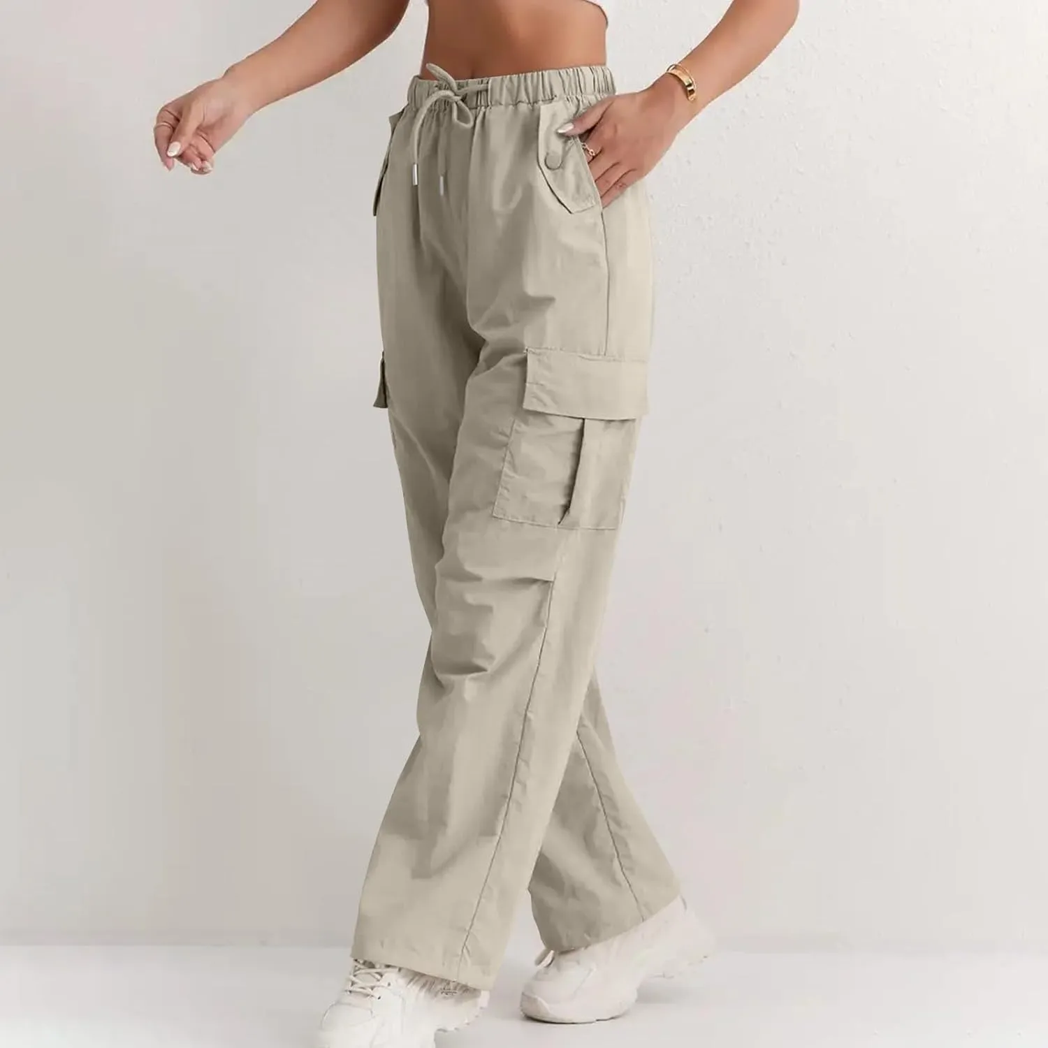 Cargo Pants Women Baggy High Waisted Parachute Pants Sweatpants Wide Leg Y2k Casual Pants with Pockets