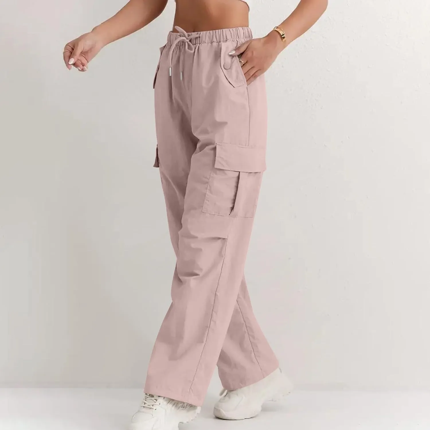 Cargo Pants Women Baggy High Waisted Parachute Pants Sweatpants Wide Leg Y2k Casual Pants with Pockets